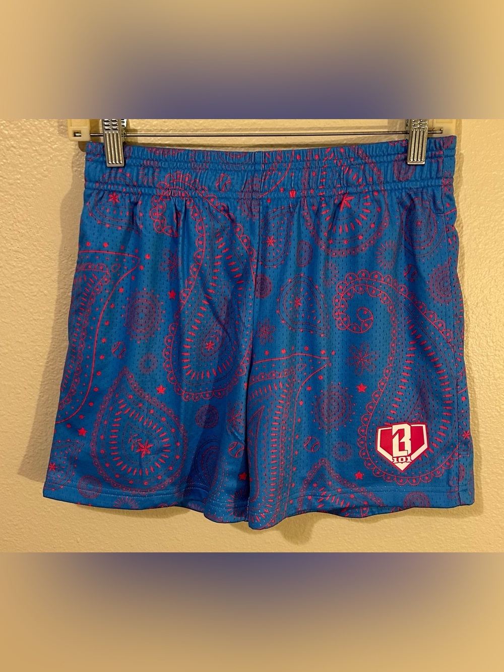 Baseball lifestyle 101 YL SHORTS NWT paisley Blue & Pink pattern!